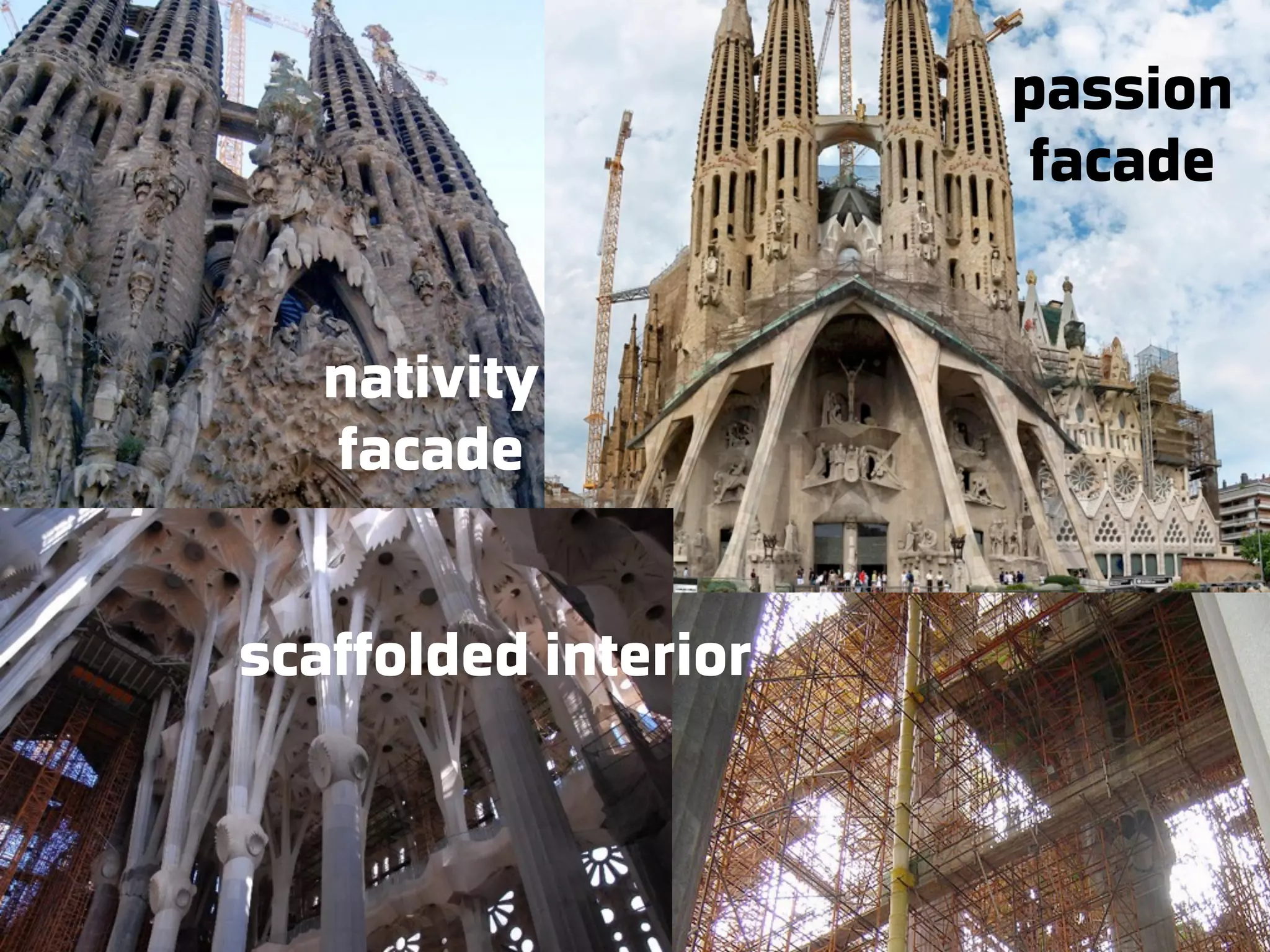 passion facade nativity facade scaffolded interior 
