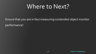 Contended Locking Test
©2017 CodeKaram37
private static class BuiltinLockLoop extends LockLoop {
final int loop(int n) {
int sum = 0;
while (n-- > 0) {
synchronized (this) {
v = LoopHelpers.compute1(v);
}
sum += LoopHelpers.compute2(v);
}
return sum;
}
}
 