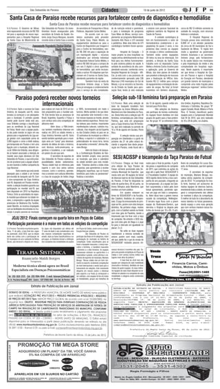 São Sebastião do Paraíso                                                                         Cidades                                               10 de junlo de 2012                                                           09

   Santa Casa de Paraíso recebe recursos para fortalecer centro de diagnóstico e hemodiálise
                                                        Santa Casa de Paraíso recebe recursos para fortalecer centro de diagnóstico e hemodiálise
S.S.Paraíso: O Governo de Minas               São Sebastião do Paraíso. Os inves-            do secretário de Transportes e Obras           de de nutrição enteral e parenteral,         a vistoria com parecer favorável da       cerca de R$ 13 milhões somente na
está repassando recursos de R$ 760            timentos foram assegurados pelo                Públicas, deputado Carlos Melles.              e para a instalação do programa              vigilância sanitária da Regional de       unidade do coração, com recursos
mil para a aquisição de novos equi-           secretário de Estado da Saúde, An-             	         De acordo com os con-                Casa Mães de Minas, serviço com-             Saúde de Passos.                          federais e estaduais.
pamentos para o Hospital Regional             tonio Jorge Souza Marques, durante             vênios assinados pelo provedor                 plementar ao programa Maternidade            	          A unidade cardiológica já      	         O Hospital Regional do
da Santa Casa de Misericórdia de              recente visita à Santa Casa a convite          da Santa Casa, Flávio Westin, os               Gestante Alto Risco e UTI neonatal           tem em funcionamento o setor de           Coração possui área construída de
                                                                                             equipamentos destinam-se para o                e pediátrica. Mais dois leitos de UTI        hemodinâmica (cateterismo e an-           6.000 m² e irá atender pacientes
                                  Assessoria Deputado Carlos Melles                          Centro de Diagnóstico por Imagem e             cardiológico também foram aprova-            gioplastia) há quase 2 anos, e nos        de cerca de 50 municípios do Sul e
                                                     Paulo Delfante                          para o Centro de Hemodiálise, sen-             dos.                                         próximos dias conclui as equipes          Sudoeste de Minas. “A região tem
                                                                                             do R$ 200 mil para a aquisição de              	          Hospital do Coração – O           de cirurgia e clínica cardiovascular.     muito a agradecer ao governador
                                                                                             um mamógrafo digital – recursos                maior projeto na área hospitalar na          Também estão sendo equipados              Antonio Anastasia e ao secretario
                                                                                             destinados por emenda individual               região entrou definitivamente na fase        30 leitos na área de internação. Em       Antonio Jorge, pelo fortalecimen-
                                                                                             do deputado federal Carlos Melles, e           final para seu efetivo funcionamen-          paralelo, a direção da Santa Casa         to da saúde básica nos municípios
                                                                                             outros R$ 560 mil para a compra de             to pelo sistema público de saúde. A          trabalha com os deputados Carlos          e pela implantação da média e alta
                                                                                             um raio X digital e cinco aparelhos            unidade de assistência de alta com-          Melles e Antonio Carlos Arantes para      complexidade em hospitais regio-
                                                                                             de hemodiálise, que serão incorpo-             plexidade vascular, conhecida como           a agilização, junto ao Governo de         nais. Neste aspecto, é importante
                                                                                             rados a outras 18 máquinas que fun-            Hospital Regional do Coração - HR-           Minas, dos dois planos de trabalho        ver que temos o Hospital do Cân-
                                                                                             cionam em 3 turnos na Santa Casa,              Cor, já está com o seu processo de           que prevêem a liberação de recursos       cer em Passos e agora o Hospital
      O secretario de Saúde, Antônio Jorge, discursa na                                      atendendo pacientes da região.                 credenciamento aprovado pela CIB             para a finalização do HRCor, tota-        do Coração em Paraíso, atendendo
    Santa Casa de Paraíso, confirmando investimentos e o                                     	         Também fruto da visita do            Macrosul (140 municípios do Sul de           lizando R$ 2,1 milhão para compra         um grande número de municípios e
           credenciamento do Hospital do Coração                                             secretário Antonio Jorge, a Santa              Minas), e já se encontra na Secreta-         de equipamentos e instalação de ele-      cumprindo uma meta traçada pelas
                                                                                             Casa já conseguiu o credenciamento             ria de Estado da Saúde para apro-            vador de cargas. No total, já foram       lideranças regionais”, lembra Carlos
                                                                                             para o serviço de alta complexida-             vação final, tendo já sido realizada         investidos em dinheiro atualizado,        Melles.


           Paraíso poderá receber novos torneios                                                                                             Seleção sub-18 feminina fará preparação em Paraíso
                      internacionais                                                                                                        S.S.Paraíso: Mais uma seleção de
                                                                                                                                            base do basquete brasileiro fará
                                                                                                                                                                                         dia 13 de agosto, quando então em-
                                                                                                                                                                                         barcará para Porto Rico.
                                                                                                                                                                                                                                   dos Unidos, Argentina, República Do-
                                                                                                                                                                                                                                   minicana e Colômbia. No grupo “B”
S.S.Paraíso: Após o sucesso da Copa           para realizar em maio de 2013 um tor-          a 100%, incrementando em muito o               preparação na Arena Olímpica João            	         Oito seleções da América        jogam Canadá, Brasil, México e Porto
América de basquete sub-18, novos             neio preparatório para o mundial sub-          turismo. Minha opinião é de que deve-          Mambrini em São Sebastião do Para-           vão participar do torneio continental.    Rico. O Torneio classificará quatro
torneios já começam a ser planejados          19. Este torneio teria as presenças de         mos aproveitar este momento e mos-             íso. Desta feita será a seleção sub-18       As equipes foram divididas em dois        equipes para o Campeonato Mundial
para o município. O primeiro grande           Brasil, Argentina, Espanha e França e          trar nossas riquezas ao mundo, através         feminina, comandada por Júlio César          grupos de quatro para a fase prelimi-     Sub-19 de 2013, que será realizado
evento pode ocorrer ainda este ano,           com certeza seria uma competição de            destes eventos esportivos. Temos mui-          Patrício, que está em preparação             nar. No grupo “A” se enfrentam Esta-      de 18 a 28 de julho, na Lituânia.
caso Orlândia consiga a classificação         altíssimo nível.                               tas belezas para mostrar, importantes          para a Copa América Sub-18 Femini-
para as semifinais da Liga Nacional           	          Além disso, a FIBA-Améri-           manifestações culturais, culinária rica,       na, que será realizada no período de
de Futsal. Neste caso a equipe paulis-        cas também manifestou interesse em             cafezais, mas ninguém sai da Espanha           15 a 19 de agosto em Gurabo, Porto
ta não pode mandar os jogos em seu            realizar em 2013 na cidade mineira a           ou dos Estados Unidos só para ver as           Rico.
ginásio pois o regulamento da Liga exi-       Copa América feminina sub-16. Outro            12 cachoeiras do município ou o Morro          	          A seleção iniciou sua pre-
ge ginásio com capacidade acima de            evento também apontado para o muni-            da Mesa, o esporte é o catalizador e o         paração em Uberlândia e a partir do
3.000 lugares e como a Intelli realizou       cípio seria um “camp” para desenvol-           potencializador de nossa terra, temos          próximo dia 21 de julho estará ini-
pré-temporada em Paraíso e tem uma            vimento de atletas de toda a América,          de aproveitar o momento”, afirmou Ma-          ciando a segunda fase desta prepa-              Isabela será uma das atletas da seleção sub-18 feminina
ligação com o município, distante cer-        com técnicos norte-americanos, ar-             riano Bícego.                                  ração em Paraíso, onde ficará até o                          que se prepararão em Paraíso
ca de 100km de Orlândia, seus dirigen-        gentinos e brasileiros, a ser realizado        	           Além do futsal e do basque-
tes já haviam anunciado a intenção de         em janeiro do ano que vem.                     te, a Confederação Brasileira de Han-
mandar seus jogos decisivos em São
Sebastião do Paraíso, o que está próxi-
                                              	          O secretário de esportes de
                                              São Sebastião do Paraíso analisou as
                                                                                             debol também propôs nova parceria
                                                                                             ao município, que abriu o calendário            SESI/ACISSP é bicampeão da Taça Paraíso de Futsal
mo de acontecer pois a equipe orlandi-        possibilidades destes sediamentos:             da cidade também para esta modali-
                                                                                                                                            S.S.Paraíso: Chegou ao final mais            nutos para o final da partida. A partir   lheiro da competição foi Lucas Edu-
na vem fazendo a melhor campanha da           “Nossa cidade hoje se referencia pelo          dade. “Estamos abertos a todas estas
                                                                                                                                            uma edição da Taça Paraíso de                daí pesou a experiência do campeão        ardo, do Rodonaves, que tem apenas
Liga Nacional.                                esporte e com isso vários setores              propostas, pois aprendemos a receber
                                                                                                                                            Futsal, certame promovido pela Se-           de 2011, que controlou as ações do        17 anos.
	          Outro evento que está sendo        crescem, como o comércio, aprende-             delegações esportivas, que só trazem
                                                                                                                                            cretaria Municipal de Esportes que           jogo até o apito final: SESI/ACISSP 3     	          O secretário de esportes
planejado para a cidade é um torneio          mos a conviver com culturas diferentes         benefícios para todos os paraisenses”
                                                                                                                                            reuniu este ano 36 equipes de futsal         x 2 Faculdades Calafiori. A equipe do     do município, Mariano Bícego, res-
pré-mundial de basquete sub-19. Com           e a taxa de ocupação de hotéis chega           finalizou o secretário.
                                                                                                                                            de diversos bairros de São Sebastião         SESI repetiu desta forma a boa cam-       saltou vários aspectos da competi-
o vice-campeonato da Copa América
                                                                                                                                            do Paraíso. A final foi disputada na         panha do ano passado, chegando ao         ção de 2012: “A competição foi mui-
sub-18, disputada em Paraíso recente-
                                                                                                                                            noite de quinta-feira, 05 de junho, na       bi-campeonato. Já a equipe da Cala-       to forte, tivemos um acréscimo de
mente, a seleção brasileira garantiu sua
                                                                                                                                            Arena Olímpica João Mambrini, que            fiori surpreendeu a todos pelo bom        muitas equipes de diversos bairros,
participação no mundial sub-19, que
                                                                                                                                            recebeu um bom público.                      futsal apresentado, perdendo ape-         envolvendo toda a cidade, de maneira
será disputado em 2013 na República
                                                                                                                                            	          Em quadra estavam os              nas um jogo em todo o campeona-           geral o comportamento dos atletas
Tcheca. Entre as autoridades do espor-
                                                                                                                                            times do SESI/ACISSP e da Faculda-           to. Além disso teve o goleiro menos       se manteve à altura da competição.
te mundial que estiveram na cidade mi-
                                                                                                                                            des Calafiori, finalistas do campeo-         vazado da competição, Wellington.         O melhor de tudo foi a descoberta de
neira, o empresário e agente da equipe
                                                                                                                                            nato. O jogo foi emocionante do prin-        O terceiro lugar ficou com a jovem        novos talentos no futsal paraisense,
americana do Oklahoma City Tundher,
                                                                                                                                            cípio ao fim, porém com dois tempos          equipe do Rodonaves/Seniors, que          dando espaço a uma nova geração
Javier Maretto, se mostrou empolgado             Copa América referenciou o município de São Sebastião                                      distintos. Na primeira etapa, muitos         derrotou o Original na disputa pelo       que com certeza manterá nossa tra-
com as facilidades encontradas no mu-                                 do Paraíso                                                            gols, com a Calafiori saindo na frente       troféu de bronze por 10 x 05. O arti-     dição no esporte.”
nicípio e propôs parceria ao município
                                                                                                                                            com dois gols de Paulinho, dando a
                                                                                                                                            impressão que iria ficar com a taça
   JOJU 2012: Finais começam na quarta feira em Poços de Caldas                                                                             de campeão. No entanto o SESI rea-
                                                                                                                                            giu com dois gols de Diego e o jogo
 Participação paraisense é a maior em todas as edições da competição                                                                        foi para o intervalo em igualdade no
S.S.Paraíso: Terá início na próxima quarta-   Os jogos são disputados por atletas até        em Poços de Caldas, assim como a classi-       placar: 2 x 2.
-feira, 11 de julho, a fase final dos Jogos   17 anos de idade e são considerados uma        ficação final por cidades.                     	          Na volta as duas equipes
da Juventude- JOJU 2012, que na edição        das maiores competições esportivas do          	            São Sebastião do Paraíso irá      mantiveram a mesma vontade de
deste ano contou com a participação de        estado. Após as fases classificatórias e os    participar das finais em 6 categorias, maior   vencer, porém com mais cautela,
52 municípios do sul e sudoeste de Minas      pré-jogos, os finalistas iniciam a definição   participação do município na história da       até que Jaílde fez o gol da virada do
Gerais, que iniciaram a disputa em março.     dos campeões das modalidades de quadra         competição. Estão classificados para as                                                              Equipe campeã da Taça Paraíso de Futsal 2012
                                                                                                                                            SESI/ACISSP, restando poucos mi-
                                                                                             finais o basquete masculino, o futsal mas-
                                                                                             culino e feminino, o handebol masculino
                                                                                             e feminino e o vôlei feminino. As equipes      nossos técnicos e incentivo dos pais. Es-
                                                                                             paraisenses estreiam na quarta-feira e a       pero uma grande competição em Poços de
                                                                                             espectativa é grande, como afirmou o se-       Caldas e com certeza iremos brilhar nos
                                                                                             cretário de esportes do município, Mariano     lugares mais altos do pódium.”
                                                                                             Bícego: “Nossa cidade vive um bom mo-          	           A fase final do JOJU terá oito
                                                                                             mento no esporte, recebendo competições        equipes por categoria de cada modalidade
       Moderna técnica alemã agora no Brasil                                                 de nível internacional e sendo base para o     (masculino e feminino), divididas em duas
                                                                                             treinamento de seleções. Este movimento        chaves de quatro equipes. As duas melho-
      Especialista em Doenças Psicossomáticas                                                desperta em nossos jovens o interesse          res equipes de cada chave disputam as se-
                                                                                             pelo esporte e os frutos já começaram a        mifinais no sábado e os campeões de cada
                                                                                             ser colhidos, com equipes fortes em todas      modalidade e categoria serão conhecidos
                                                                                             as modalidades, graças aos trabalhos de        no domingo.
 