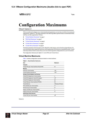 Virtual Design Master Page 22 After the Outbreak
12.4 VMware Configuration Maximums (double click to open PDF)
 