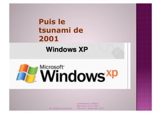 Puis le
tsunami de
2001




                           Conférences à l'ENCG
                           Marrakech et à l' ESC
  Dr. Angelica Laurençon   Clermont, September 2011
 