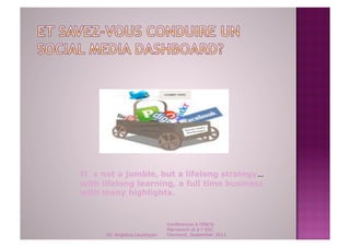 It´s not a jumble, but a lifelong strategy…
with lifelong learning, a full time business
with many highlights.


                               Conférences à l'ENCG
                               Marrakech et à l' ESC
      Dr. Angelica Laurençon   Clermont, September 2011
 