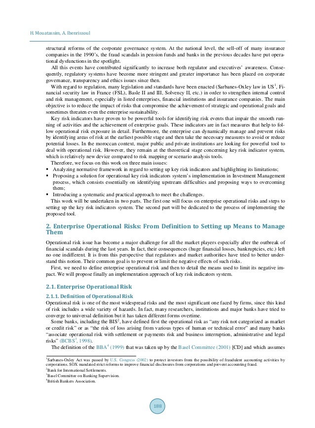 proposal for an implementation methodology of key risk indicators sys trial objections cheat sheet