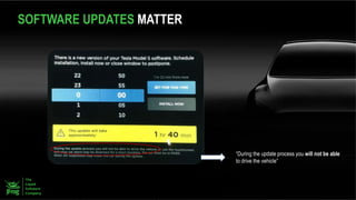“During the update process you will not be able
to drive the vehicle”
SOFTWARE UPDATES MATTER
 