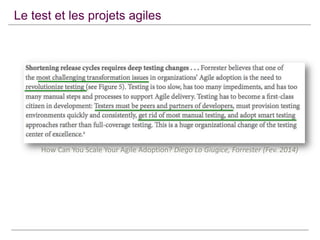 Le test et les projets agiles

How Can You Scale Your Agile Adoption? Diego Lo Giugice, Forrester (Fev. 2014)

 