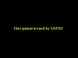 First patent issued by USPTO 