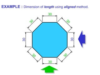 30
30
30
30
EXAMPLE : Dimension of length using aligned method.
 