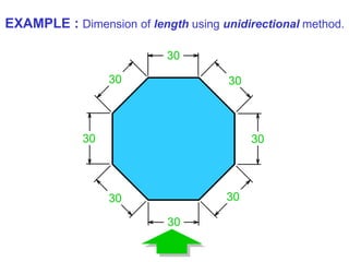 30
30
30
30
3030
30
30
EXAMPLE : Dimension of length using unidirectional method.
 