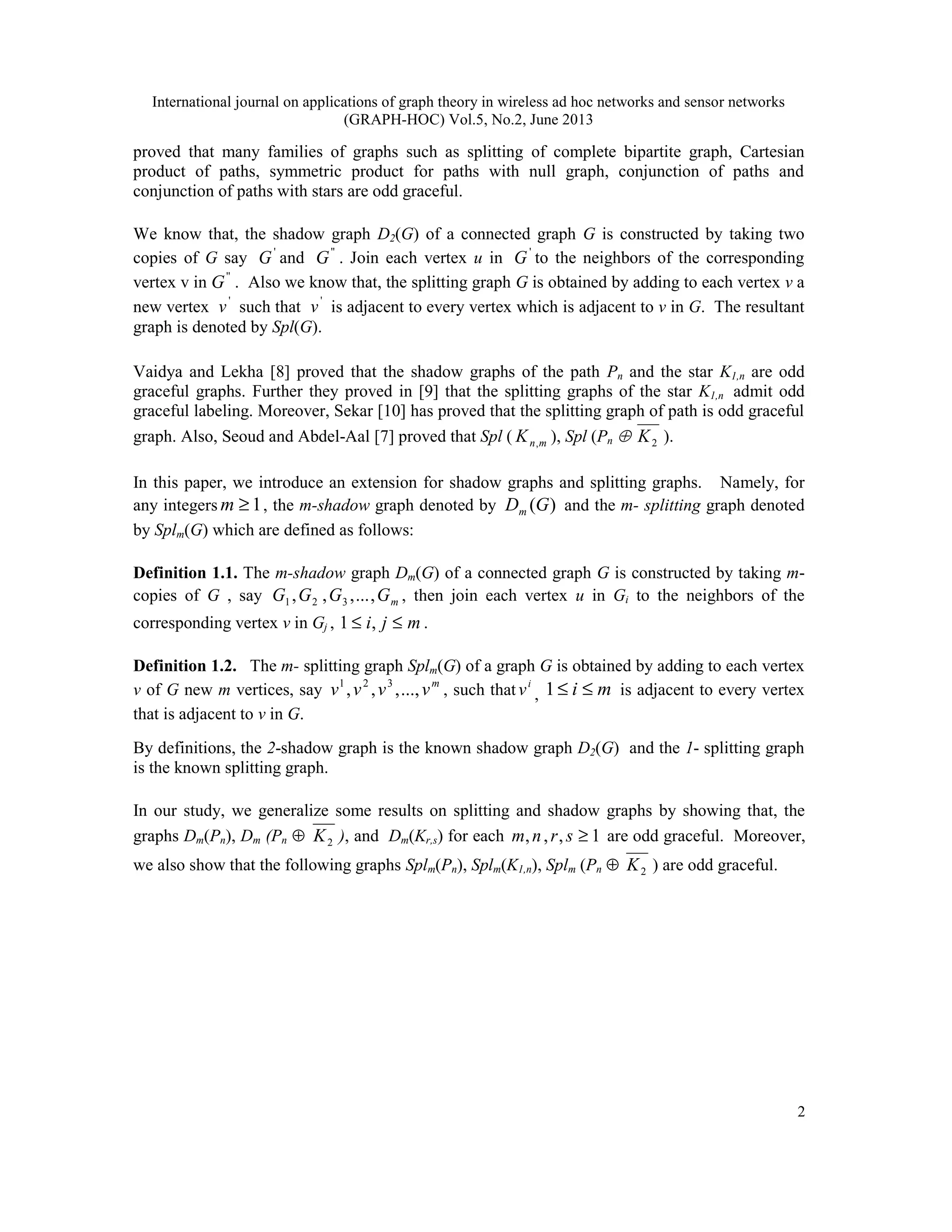 New Classes of Odd Graceful Graphs | PDF