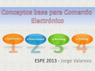 e-Government e-Procurement e-Banking e-Trading
ESPE 2013 - Jorge Valarezo
 