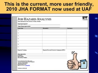 This is the current, more user friendly,
2010 JHA FORMAT now used at UAF
 