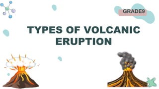 TYPES OF VOLCANIC
ERUPTION
GRADE9
 