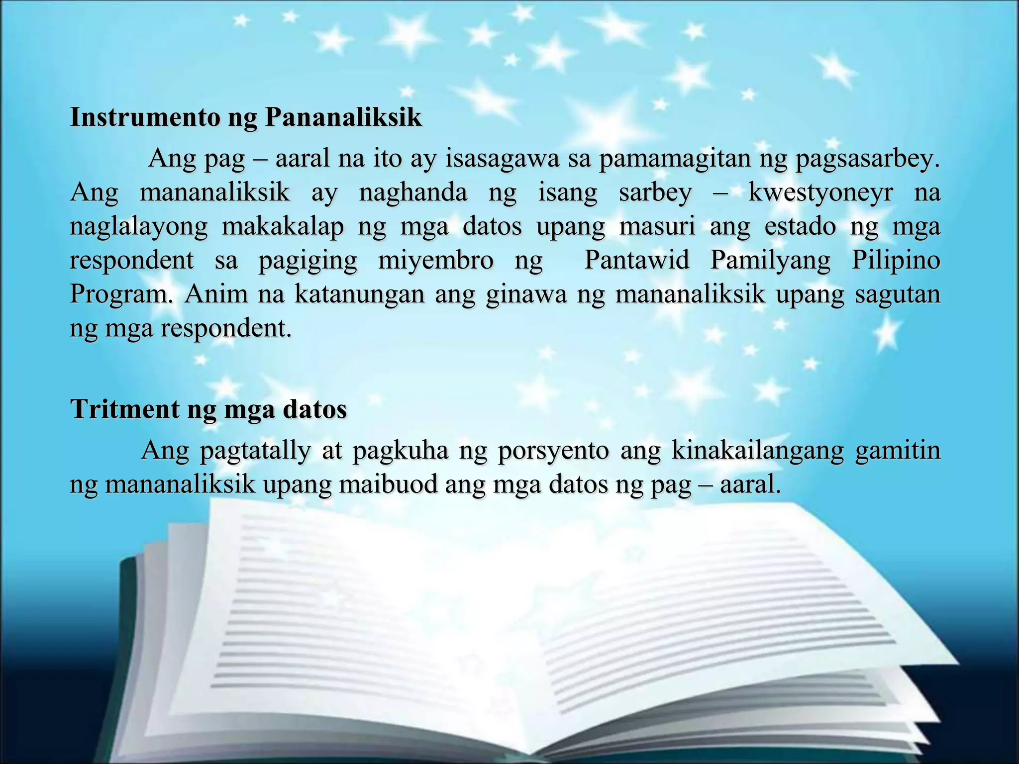 ESTADO NG PANTAWID PAMILYANG PILIPINO PROGRAM (4Ps) SA BAITANG ...