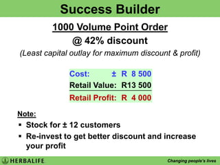 Retail SuccessUse the productsWhen you begin using the products, the results youachieve make you a “product of the products”Visible results makes it easier to share your story