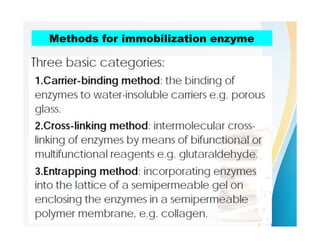 Methods for immobilization enzyme
 