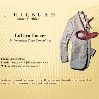 Business, formal or casual. I will guide you through every detail of
your shirt to create a personalized garment.
 