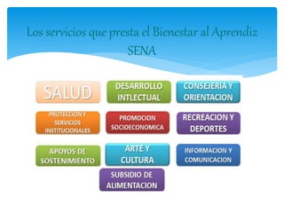 Los servicios que presta el Bienestar al Aprendiz
SENA
 