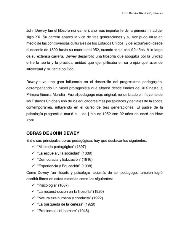 APORTE A LA EDUCACION DE JOHN DEWEY
