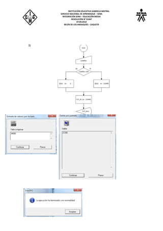 INSTITUCIÓN EDUCATIVA GABRIELA MISTRAL
SERVICIO NACIONAL DE APRENDIZAJE – SENA
INTEGRACIÓN SENA – EDUCACIÓN MEDIA
RESOLUCIÓN N° 01047
07:09:2010
BELÉN DE LOS ANDAQUÍES - CAQUETÁ
3)
 