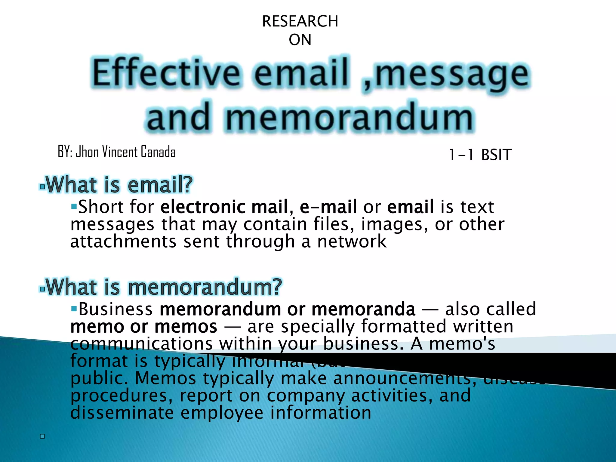 effective email,memorandum and messages | PPTX