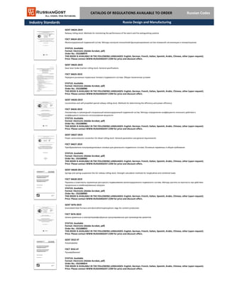 Industry Standards
GOST 3552-47
Pulverbakelite
ГОСТ 3552-47
Пульвербакелит
STATUS: Available
Format: Electronic (Adobe Acrobat, pdf)
THIS BOOK IS AVAILABLE IN THE FOLLOWING LANGUAGES: English, German, French, Italian, Spanish, Arabic, Chinese, other (upon request).
Price: Please contact WWW.RUSSIANGOST.COM for price and discount offers.
Order No.: OS3286814
GOST 34628-2019
Springs and spring suspension kits for railway rolling stock. Strength calculation methods for longitudinal and combined loads
ГОСТ 34628-2019
Пружины и комплекты пружинные рессорного подвешивания железнодорожного подвижного состава. Методы расчета на прочность при действии
продольных и комбинированных нагрузок
STATUS: Available
Format: Electronic (Adobe Acrobat, pdf)
Order No.: OS3288983
THIS BOOK IS AVAILABLE IN THE FOLLOWING LANGUAGES: English, German, French, Italian, Spanish, Arabic, Chinese, other (upon request).
Price: Please contact WWW.RUSSIANGOST.COM for price and discount offers.
GOST 3476-2019
Granulated blast furnace and electrothermophosphoric slags for cement production
ГОСТ 3476-2019
Шлаки доменные и электротермофосфорные гранулированные для производства цементов
STATUS: Available
Format: Electronic (Adobe Acrobat, pdf)
Order No.: OS3288053
THIS BOOK IS AVAILABLE IN THE FOLLOWING LANGUAGES: English, German, French, Italian, Spanish, Arabic, Chinese, other (upon request).
Price: Please contact WWW.RUSSIANGOST.COM for price and discount offers.
GOST 34626-2019
Locomotives and self-propelled special railway rolling stock. Methods for determining the efficiency and power efficiency
ГОСТ 34626-2019
Локомотивы и самоходный специальный железнодорожный подвижной состав. Методы определения коэффициента полезного действия и
коэффициента полезного использования мощности
STATUS: Available
Format: Electronic (Adobe Acrobat, pdf)
Order No.: OS3288981
THIS BOOK IS AVAILABLE IN THE FOLLOWING LANGUAGES: English, German, French, Italian, Spanish, Arabic, Chinese, other (upon request).
Price: Please contact WWW.RUSSIANGOST.COM for price and discount offers.
GOST 34627-2019
Power semiconductor converters for diesel rolling stock. General parameters and general requirements
ГОСТ 34627-2019
Преобразователи полупроводниковые силовые для дизельного подвижного состава. Основные параметры и общие требования
STATUS: Available
Format: Electronic (Adobe Acrobat, pdf)
Order No.: OS3288982
THIS BOOK IS AVAILABLE IN THE FOLLOWING LANGUAGES: English, German, French, Italian, Spanish, Arabic, Chinese, other (upon request).
Price: Please contact WWW.RUSSIANGOST.COM for price and discount offers.
CATALOG OF REGULATIONS AVAILABLE TO ORDER Russian Codes
GOST 34625-2019
Gear lever brake traction rolling stock. General specifications
ГОСТ 34625-2019
Передачи рычажные тормозные тягового подвижного состава. Общие технические условия
STATUS: Available
Format: Electronic (Adobe Acrobat, pdf)
Order No.: OS3288980
THIS BOOK IS AVAILABLE IN THE FOLLOWING LANGUAGES: English, German, French, Italian, Spanish, Arabic, Chinese, other (upon request).
Price: Please contact WWW.RUSSIANGOST.COM for price and discount offers.
GOST 34624-2019
Railway rolling stock. Methods for monitoring the performance of fire alarm and fire extinguishing systems
ГОСТ 34624-2019
Железнодорожный подвижной состав. Методы контроля показателей функционирования систем пожарной сигнализации и пожаротушения
STATUS: Available
Format: Electronic (Adobe Acrobat, pdf)
Order No.: OS3288979
THIS BOOK IS AVAILABLE IN THE FOLLOWING LANGUAGES: English, German, French, Italian, Spanish, Arabic, Chinese, other (upon request).
Price: Please contact WWW.RUSSIANGOST.COM for price and discount offers.
Russia Design and Manufacturing
 