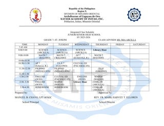 Xavier Academy of Initao Junior/Senior High School Integrated Class ...