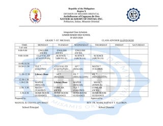 Xavier Academy of Initao Junior/Senior High School Integrated Class ...