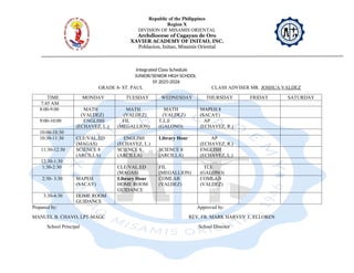 Xavier Academy of Initao Junior/Senior High School Integrated Class ...