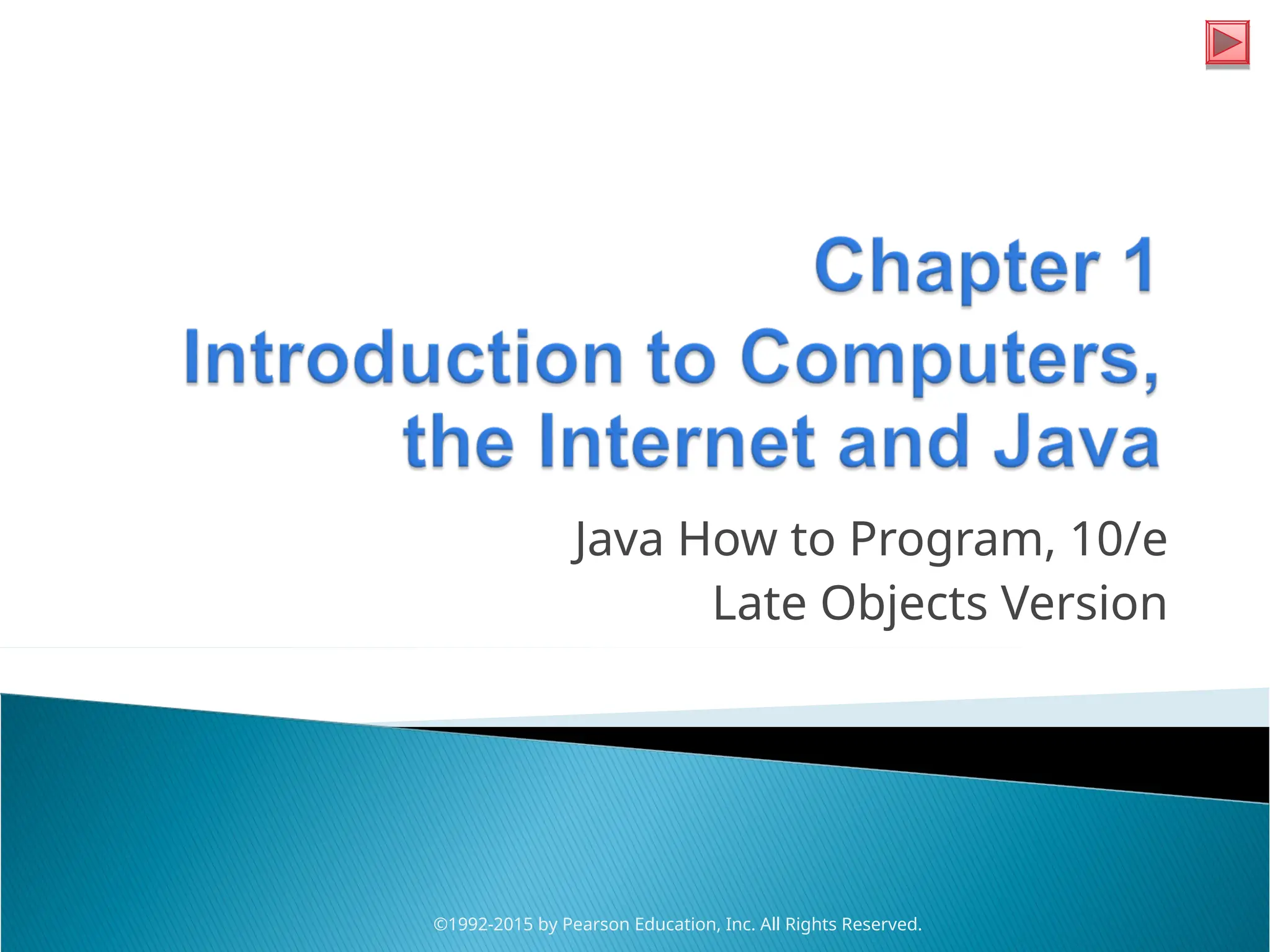 Java How to Program, 10/e
Late Objects Version
©1992-2015 by Pearson Education, Inc. All Rights Reserved.
 