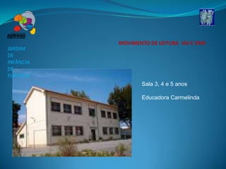 MOVIMENTO DE LEITURA VAI E VEM
JARDIM
DE
INFÂNCIA
DE
FONTIELA
                  Sala 3, 4 e 5 anos

                  Educadora Carmelinda
 