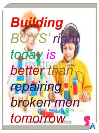 BOYS’ right
today is
better than
repairing
broken men
tomorrow SA

 