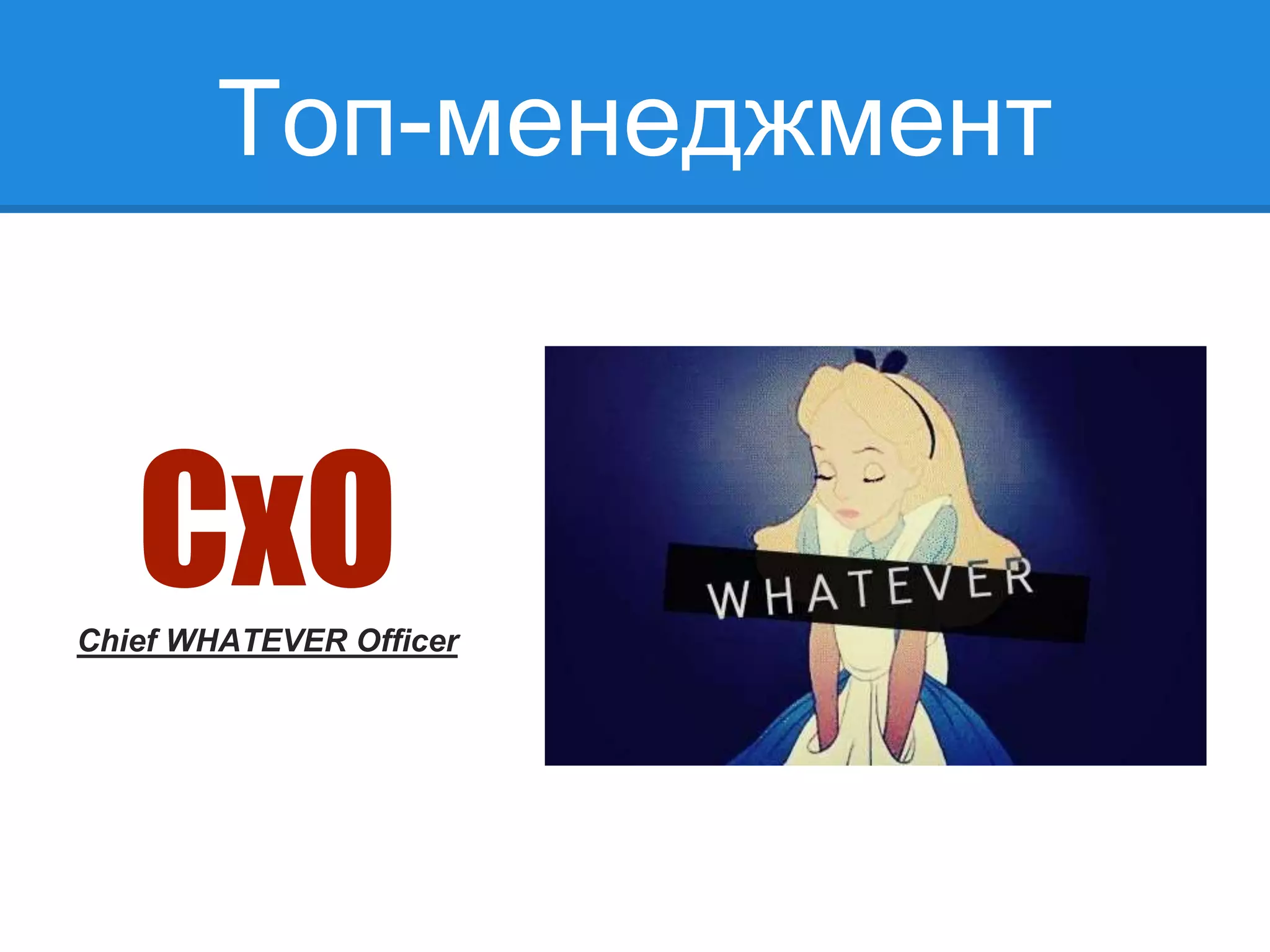Топ-менеджмент
СхОChief WHATEVER Officer
 