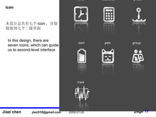 icon ܹ߸ icon ֱ ӵ߸ In this design, there are  seven icons, which can guide us to second-level interface  17 