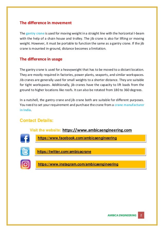 Everything About Jib Crane and Gantry Crane