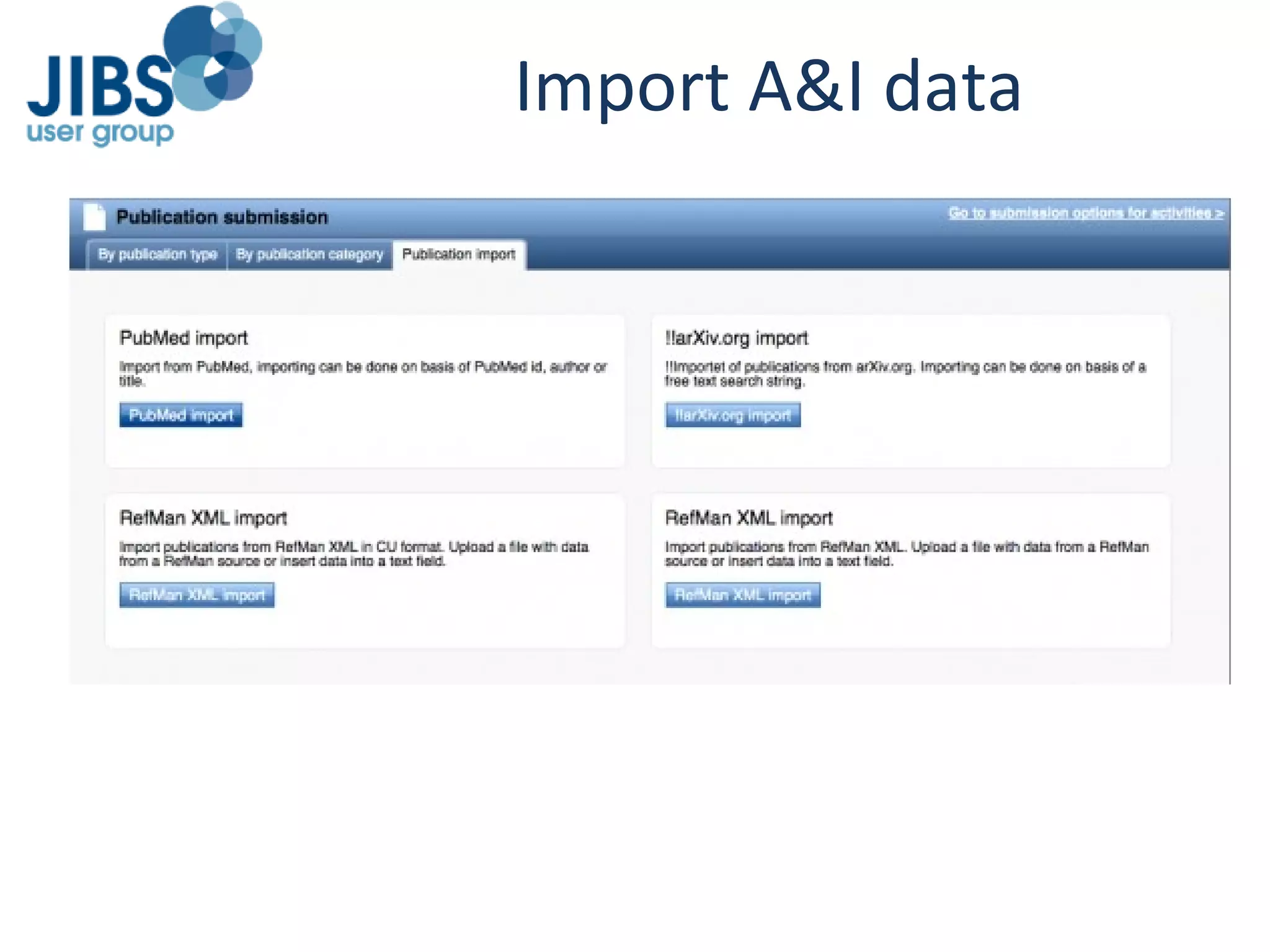 Import A&I data 