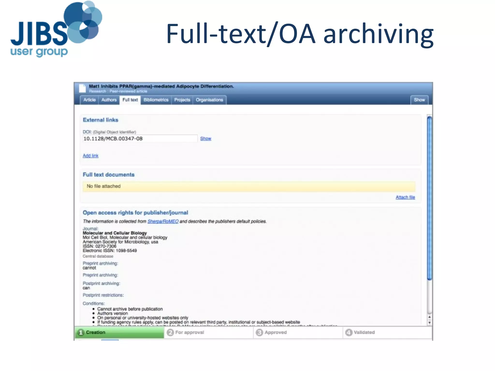 Full-text/OA archiving 