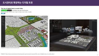 <Source: https://www.smartcitiesworld.net/special-reports/special-reports/the-rise-of-digital-twins-in-smart-cities>
17
도시관리로 확장하는 디지털 트윈
 