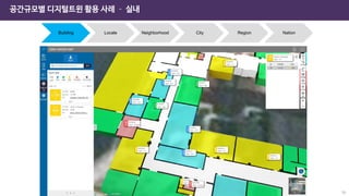공간규모별 디지털트윈 활용 사례 – 실내
Building Locale Neighborhood City Region Nation
56
 