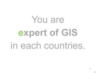 You are
  expert of GIS
in each countries.

                     10

                          10
 