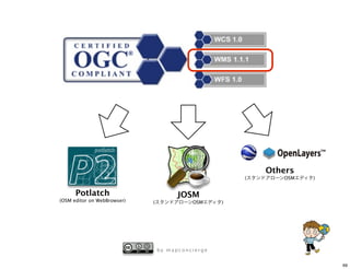 Others
                                                       (      OSM   )


      Potlatch                         JOSM
(OSM editor on WebBrowser)   (             OSM     )




                                 by mapconcierge


                                                                        69
 