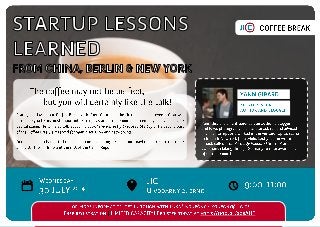 JIC Coffee Break with Yann Girard on Startup Lessons Learned