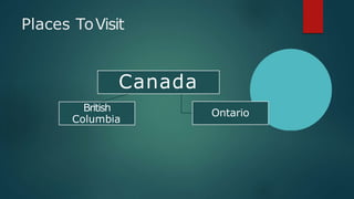 Places ToVisit
Canada
British
Columbia
Ontario
 