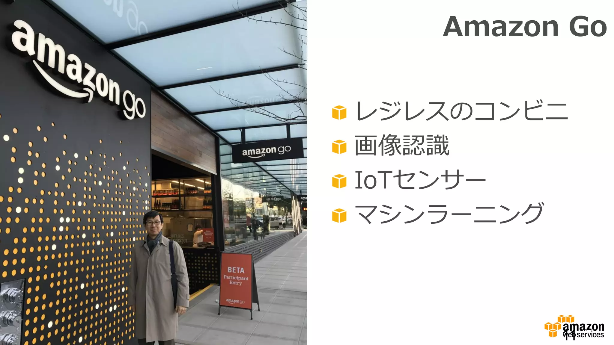 11
Amazon Go
レジレスのコンビニ
画像認識
IoTセンサー
マシンラーニング
 