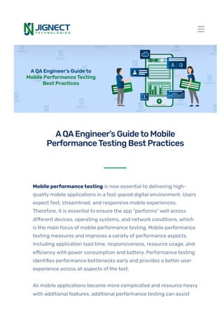 A QA Engineer’s Guide to Mobile Performance Testing Best Practices | PDF