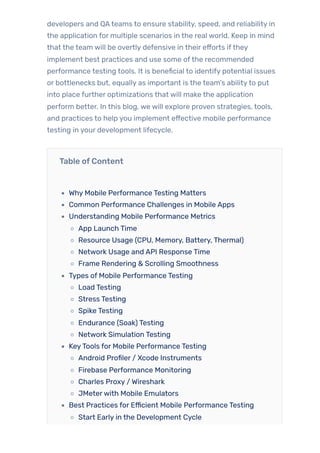 A QA Engineer’s Guide to Mobile Performance Testing Best Practices | PDF