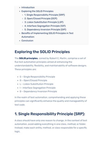 Examples of SOLID Principles in Test Automation | PDF
