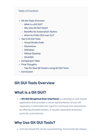 Git GUI Tools - Simplifying Version Control for Test Engineers | PDF