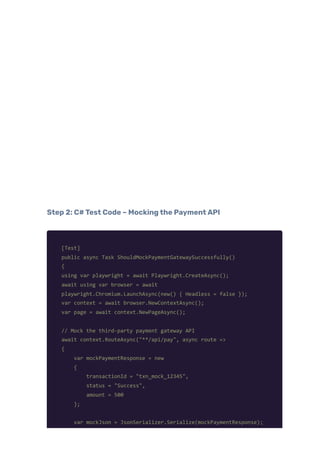 Intercept & Mock API Requests in Playwright C# | Web Testing Examples | PDF