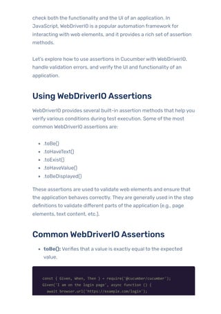 Advanced Test Automation: WDIO with BDD Cucumber | PDF