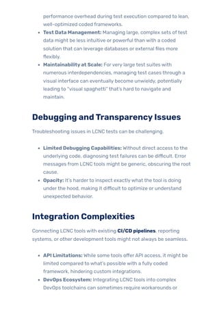 Low-Code/No-Code Testing Tools: Benefits & Limitations | PDF